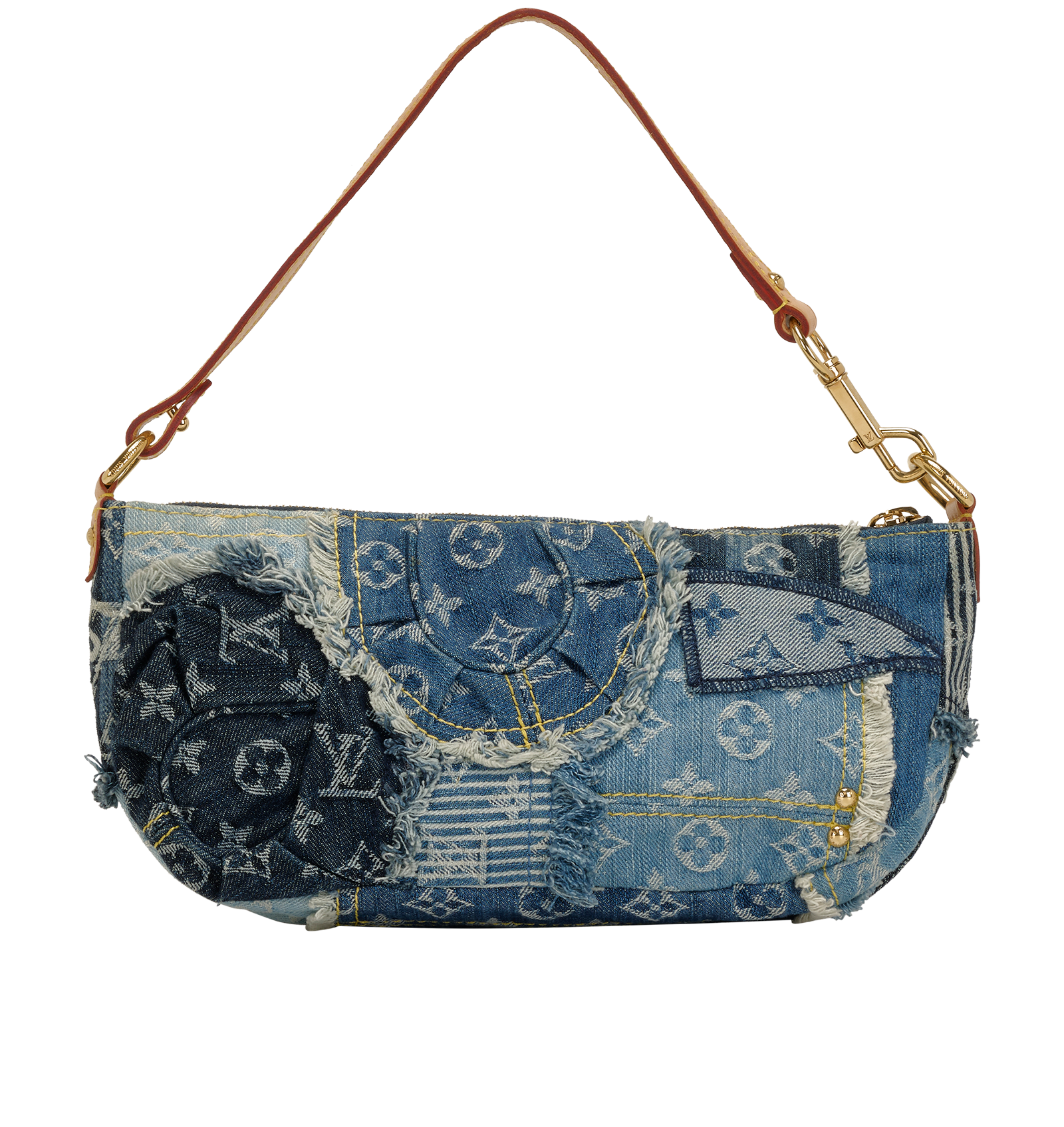 Vintage Patchwork Pouchy Shoulder Bag, &pound;1,500, Handbags, Blue, Denim, Back view